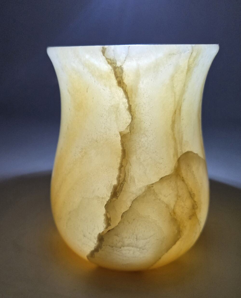 Vintage Pottery Barn Toscana Alabaster Stone Candle Holder Votive Hurricane 5"